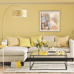 Golden Sofa In The Living Room Interior