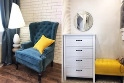 Gray Armchair In The Bedroom Interior