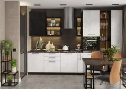 Кухня інтэр'ер цэнтр бетон чорны