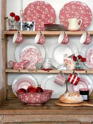 Color of dishes in the kitchen interior