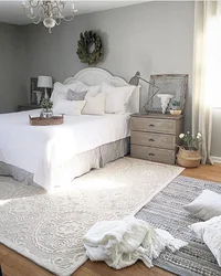 Light carpet in the bedroom interior