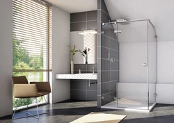 Shower doors in the bathroom interior