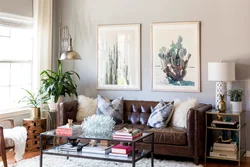 Two paintings in the living room interior