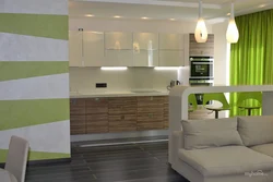 Interior kitchen living room white green