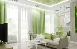 Interior kitchen living room white green