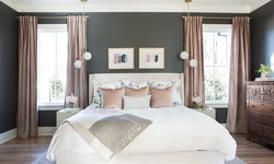 Textile color in the bedroom interior