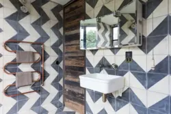 Chevron tiles in the bathroom interior