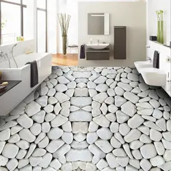 Pebble tiles in the bathroom interior