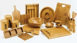 Wooden utensils for kitchen interior