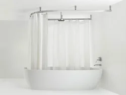 Curtain in the interior of a corner bathroom