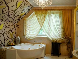 Curtain in the interior of a corner bathroom