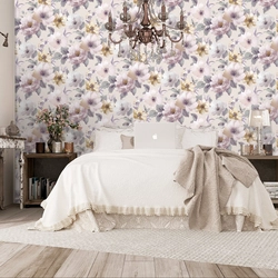 Vinyl wallpaper in the bedroom interior