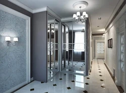 Hallway interior with door with mirror