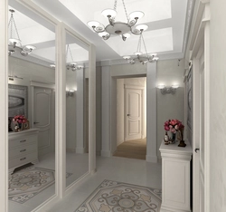Hallway interior with door with mirror
