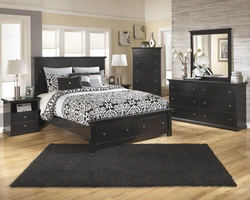 Bedroom interior if the furniture is black