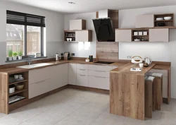 Combination of colors in the interior of the oak kitchen