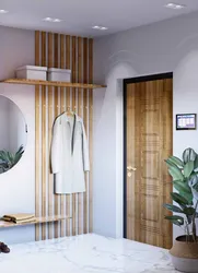 Slats In The Interior Of The Hallway With A Mirror