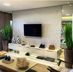 Living room interior with TV and console