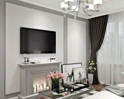 Living room interior with TV and console
