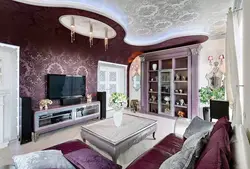 Интерьер гостиной обои не от потолка
