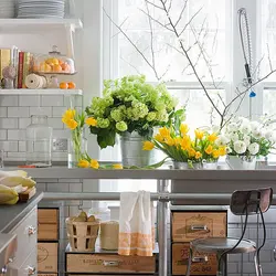 Names and interior of kitchens with flowers