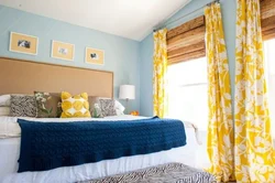 Yellow and blue in the bedroom interior