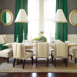 Emerald with beige in the kitchen interior