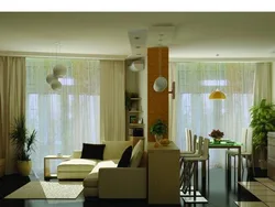 Interior of living room dining room with one window