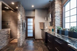 Gray artificial stone in the kitchen interior