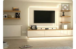 Yataq otağının interyerində televizor stendi