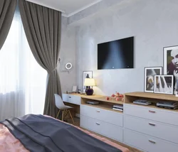 TV stand in the bedroom interior