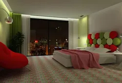 Yotoqxonaning ichki qismida qizil va yashil rang