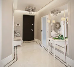Light tile floor in the hallway interior