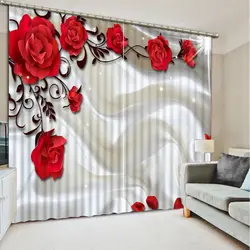 Curtains with roses in the kitchen interior