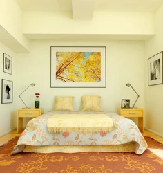 Wallpaper like a picture in a bedroom interior