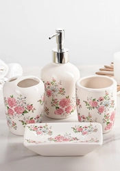 Ceramic accessories for the bathroom in the interior