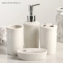 Ceramic accessories for the bathroom in the interior