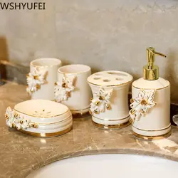 Ceramic accessories for the bathroom in the interior