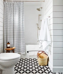 White curtain in the bathroom in the interior