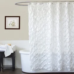 White curtain in the bathroom in the interior
