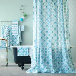 White curtain in the bathroom in the interior