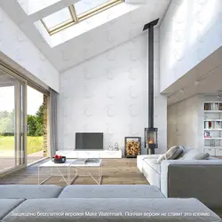 Interior of a living room in a house made of aerated concrete