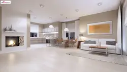 Интерьер гостиной в доме из газобетона