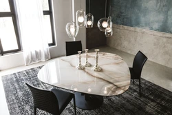 Porcelain stoneware table in the kitchen interior