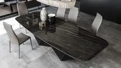 Porcelain stoneware table in the kitchen interior
