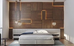 Wood paneling in the bedroom interior