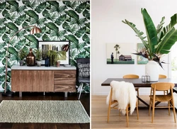 Wallpaper With Palm Trees In The Kitchen Interior