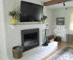 Brick In The Interior Of The Living Room With TV