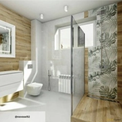 Tiles with leaves in the bathroom interior