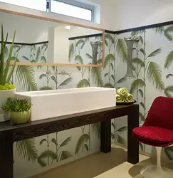 Tiles With Leaves In The Bathroom Interior